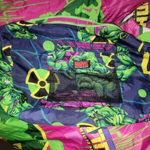 Kids Marvel Hulk Graphic Reversable Sleeping Bag With Matching Duffle Bag.
